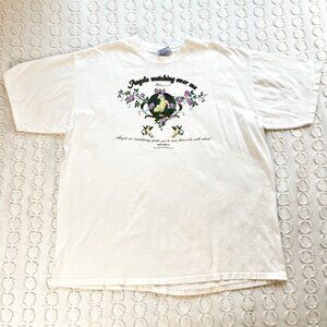 Vintage Single-Stitch T-Shirt XXL Angel Cherub Floral Religious Y2K All Sport
